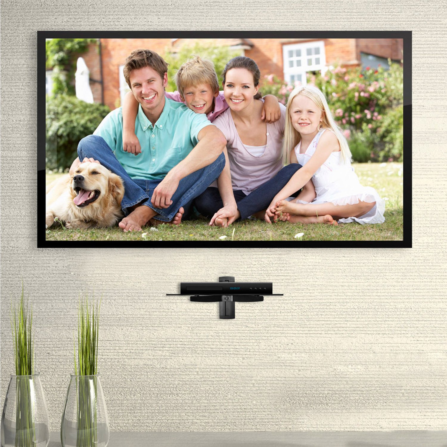 Ematic TV Wall Mount Kit with Cable Organization for DVD Players, DVRs and Console Gaming Systems (EMD211),Black,12.60 x 9.10 x 15.00