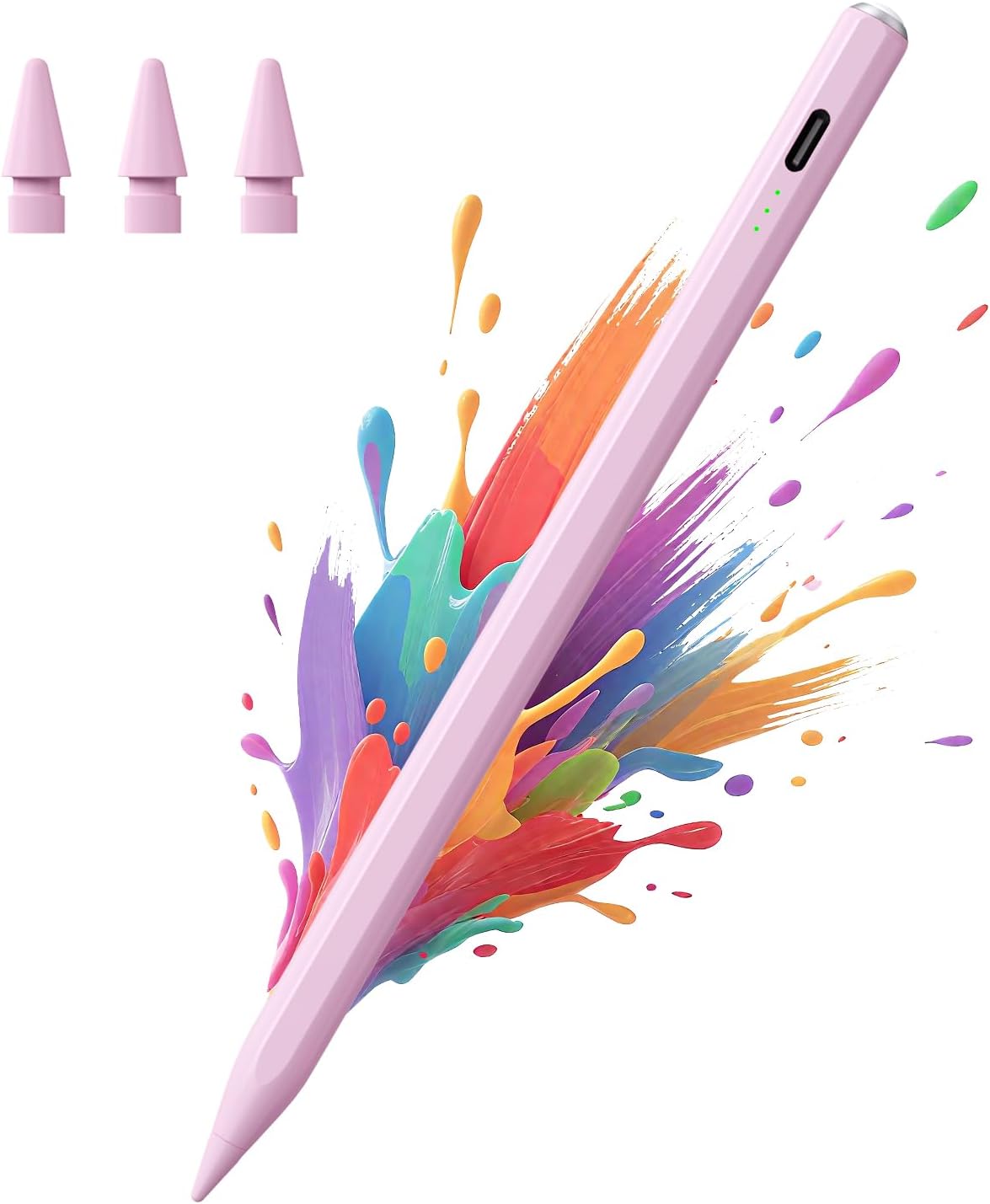 Stylus Pen for iPad(2018-2025)-2X Faster Charge with Tilt Sensitivity & Palm Rejection for iPad 11/10/9/8/7/6th Gen, Air 7/6/5/4/3/M3/M2, Pro 13"/12.9"/11"/M4, Mini 7/6/5th,Pink