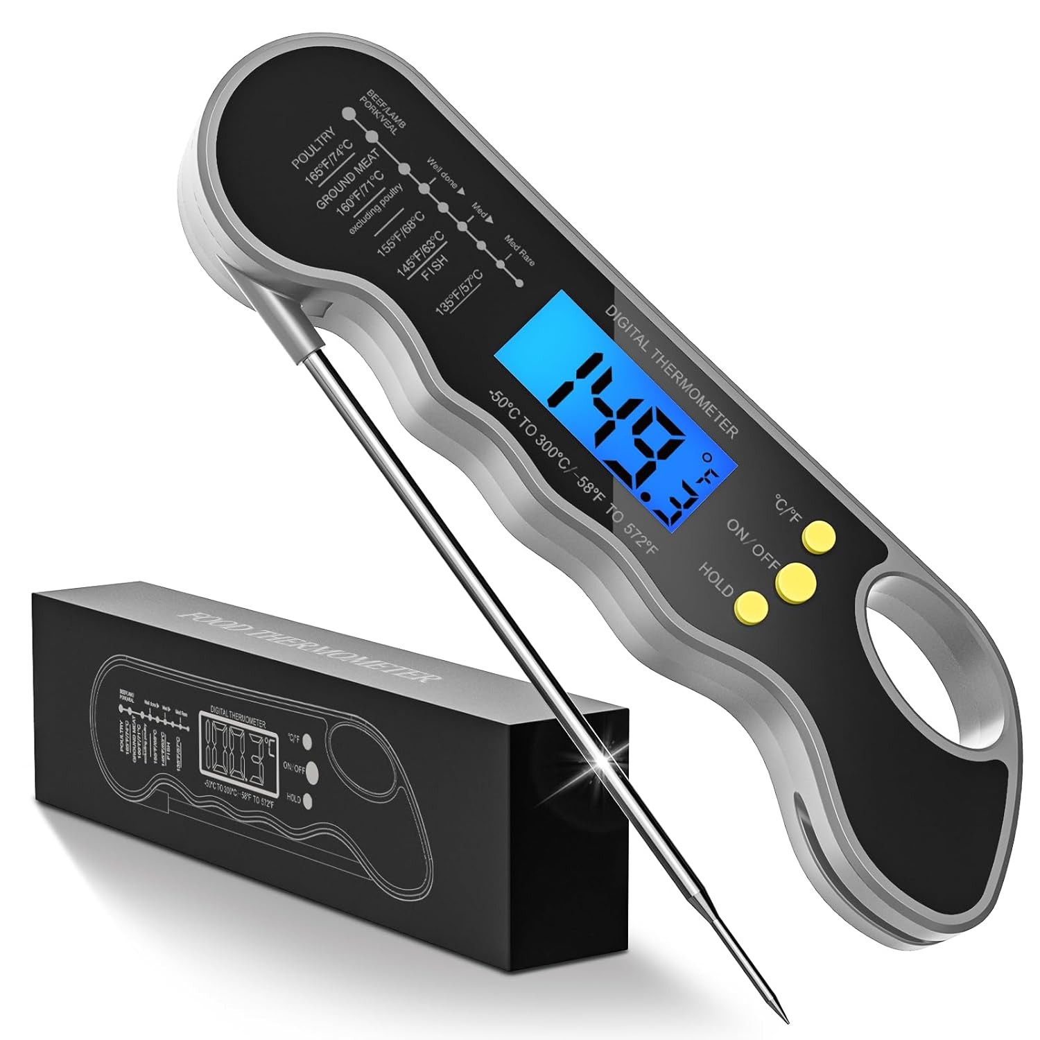 Instant Read Meat Thermometer, Fast & Accurate Digital Food Thermometer with